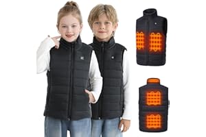 Hecusma Kids Heated Vest with 7.4V 12000mah Battery Pack Included, Heated Vest Kids with 5 Heating Zones for Boys, Girls