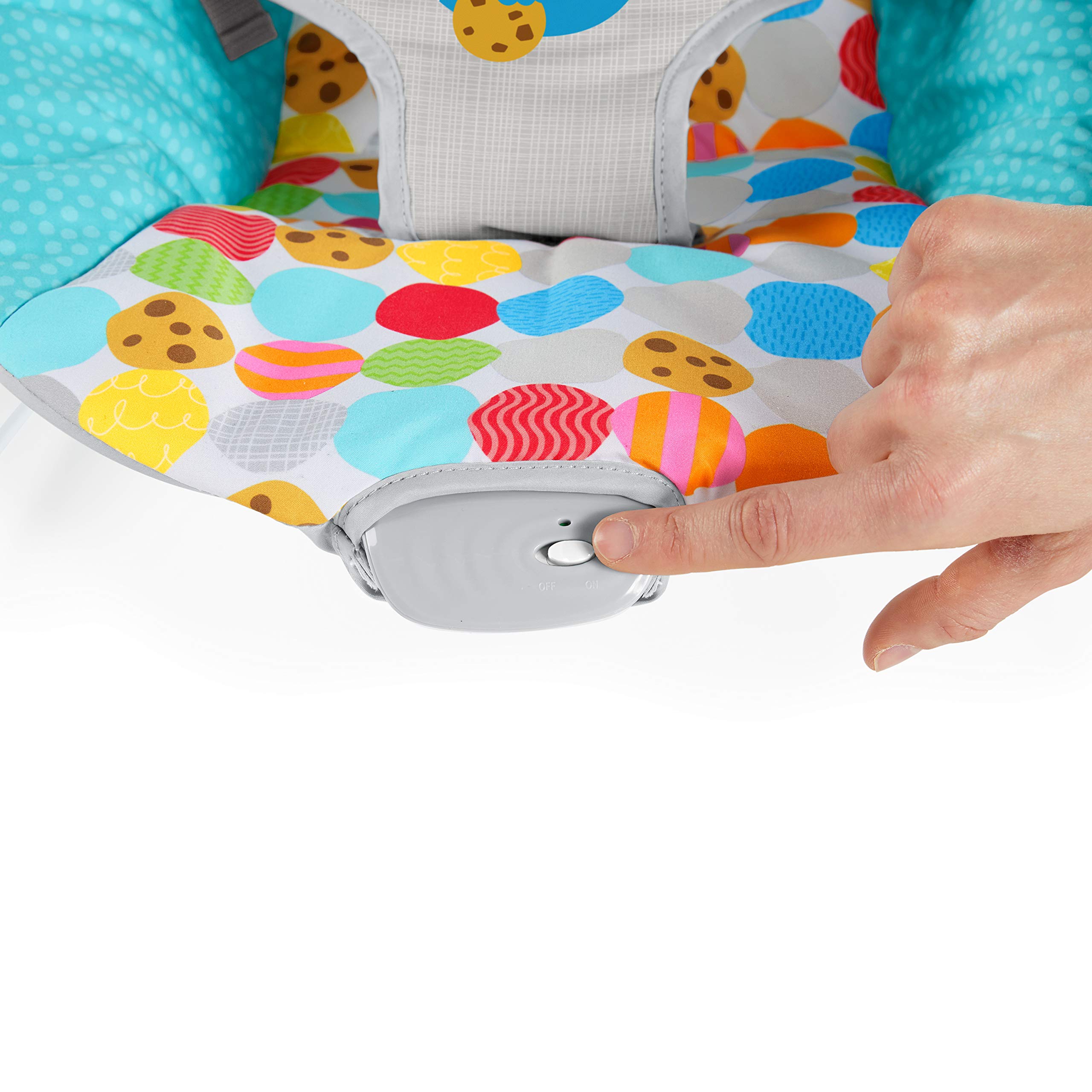Bright Starts Sesame Street Baby Bouncer Soothing Vibrations Infant Seat - I Spot Elmo! with Cookie Monster and Big Bird - Removable-Toy Bar, 0-6 Months Up to 20 lbs