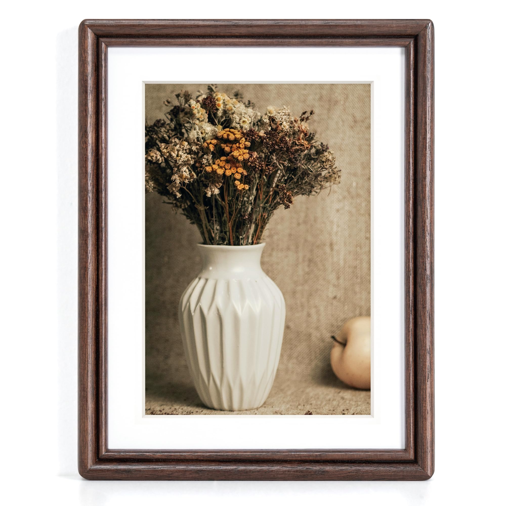 Photo 1 of RICHFOCUS 6x8 Picture Frame, Natural Solid Walnut Wood Picture Frame with High Tempered Glass, Handcrafted Rounded Corner 6 by 8 Wooden Frame Matted to 5x7 Photo for Wall & Tabletop Display
