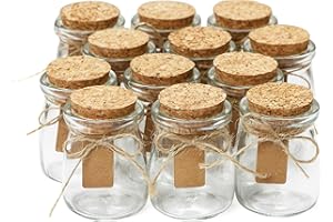 OTIS CLASSIC Otis Small Glass Bottles - Mini Jars w/Cork Stoppers - Round 100ml Mason Jars for Crafts, Candle Holders & Potion Bottles – 12 Pack