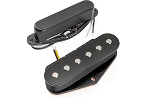 Musiclily Pro TL-60S Alnico 5 Single Coil Neck Bridge Pickups Set 8K/7.3K for Tele Style Electric Guitar, Black