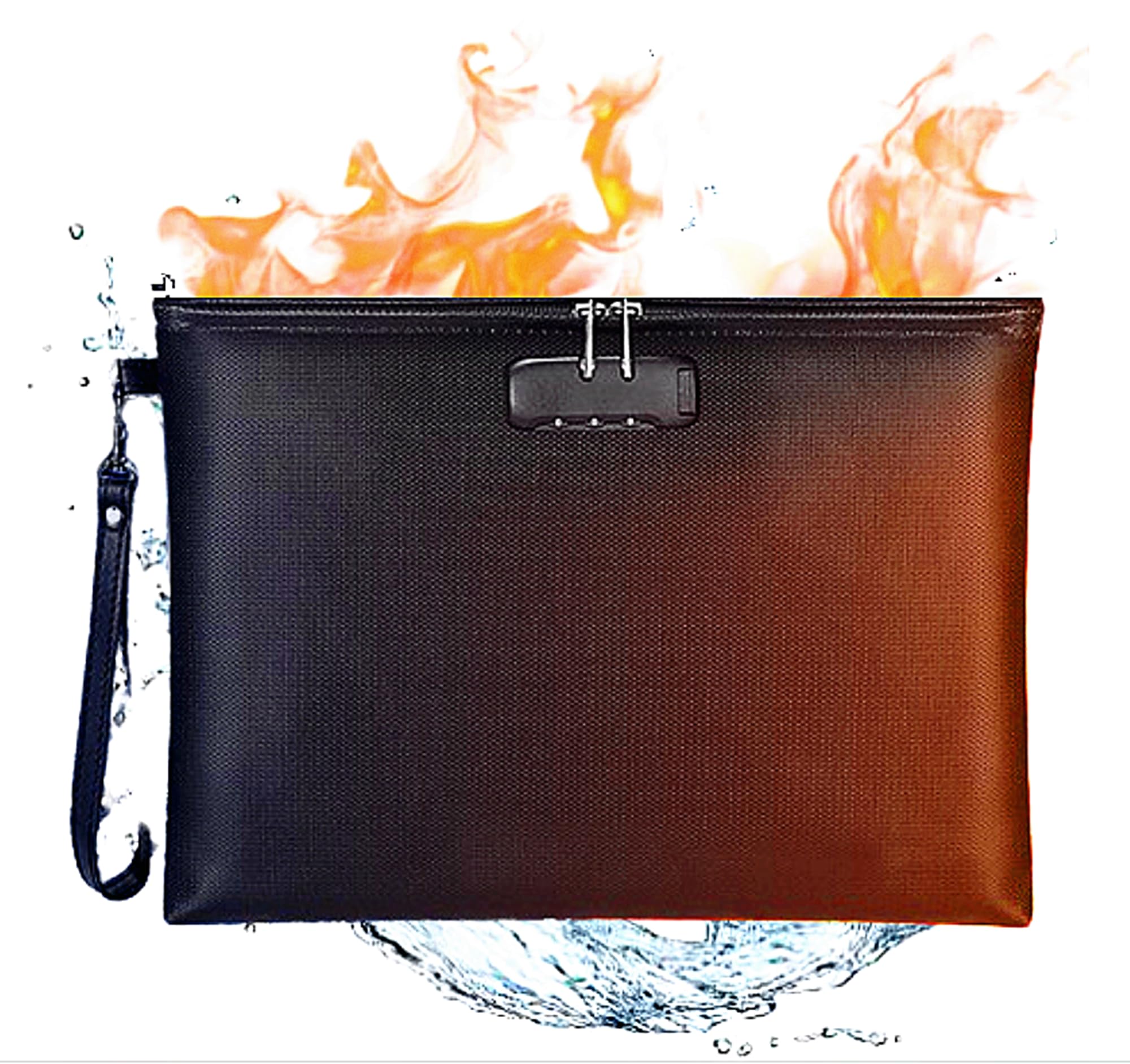Document Bag Safe Fireproof Waterproof Fireproof Document Box Money Bag for A4 Documents, Storage Bag with Zip (36 x 26 cm Combination Lock)
