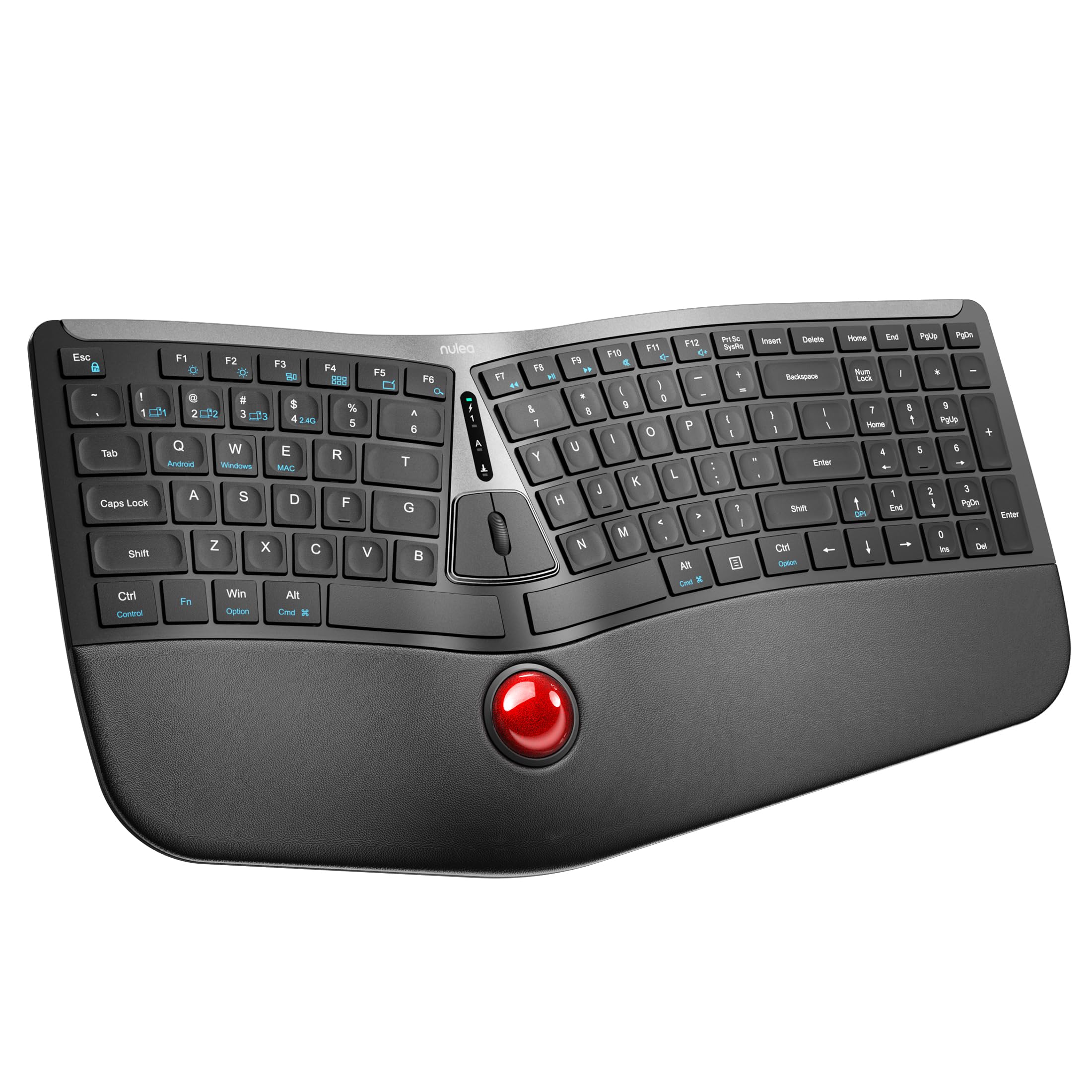 Photo 1 of Nulea RT07 Wireless Ergonomic Trackball Keyboard - Bluetooth and 2.4G USB Connectivity, Natural Typing, Wrist Rest,Split Keyboard, USB-C Rechargeable,Compatible with Mac/Windows