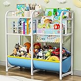 JBBTOOL Kids Bookshelf and Toy Storage, 3-Tier Book Shelf for Kids Rooms, Baby Bookcase with Storage Shelf, Stuffed Animal Storage, Montessori Toddler Bookshelf for Nursery, Playroom, Bedroom