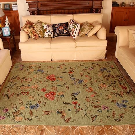 Memorecool Pale Green Floral Western Rugs Rustic Area Rugs Vintage