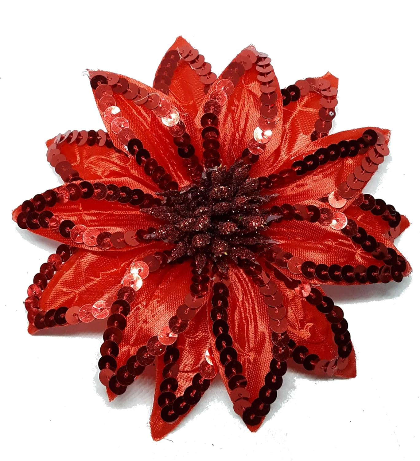 Red Sequin Flower Hair Clip Beauty