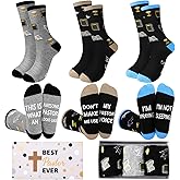 Jecery 3 Pairs Pastor Appreciation Gifts Bible Jesus Cross Crew Socks with Sayings Christian Gift Ideas with Box Pastor Gift for Appreciation Day Birthday for Men Jesus Lovers