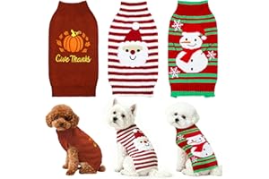 PAYHTOW 3 Pack Thanksgiving Christmas Dog Sweater, Dog Thanksgiving Christmas Outfit Sweaters Fall Holiday Sweaters Clothes for Small Medium Large Dogs Pets (Medium)