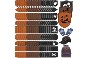 Yunlly 180 Pcs Rustic Leather Patches for Hats with Adhesive Heat Laser Engraving Blanks Patch Faux Leatherette Blank Patches for Embroidery Sew Clothing Jackets Backpack Fabric (Black, Brown, Khaki)