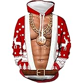 ANIMECOSER Ugly Christmas Sweatshirt Funny Muscle Christmas Hoodie 3D Printed Santa Claus Pullover Novelty Holiday Sweater