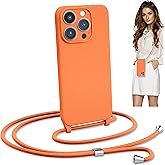 Blaspins Crossbody Lanyard Strap Case for iPhone 14 Pro Max, Neck Cross Body, Adjustable Holder Removable, Drop Protection Shockproof, Hands-Free Silicone Case 6.7 inch, 150 cm Strap, iP14PM- Orange