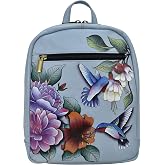 Anna by Anuschka Hand Painted Women&rsquo;s Genuine Large Medium Backpack-Garden Jewels