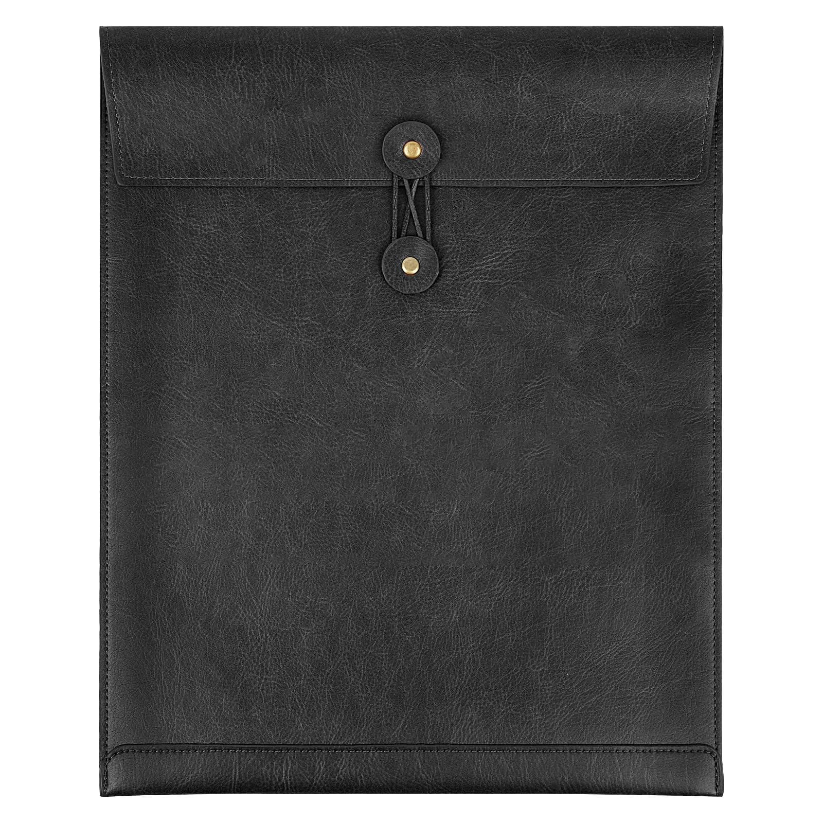 QiXin Black A4 PU Leather File Folders for Documents,Important Private File Organizer with String Tie Closure,Laptop Sleeve Notebook Case,Leather Portfolio Binder Envelopes, Filing Folder 1PC — image 1