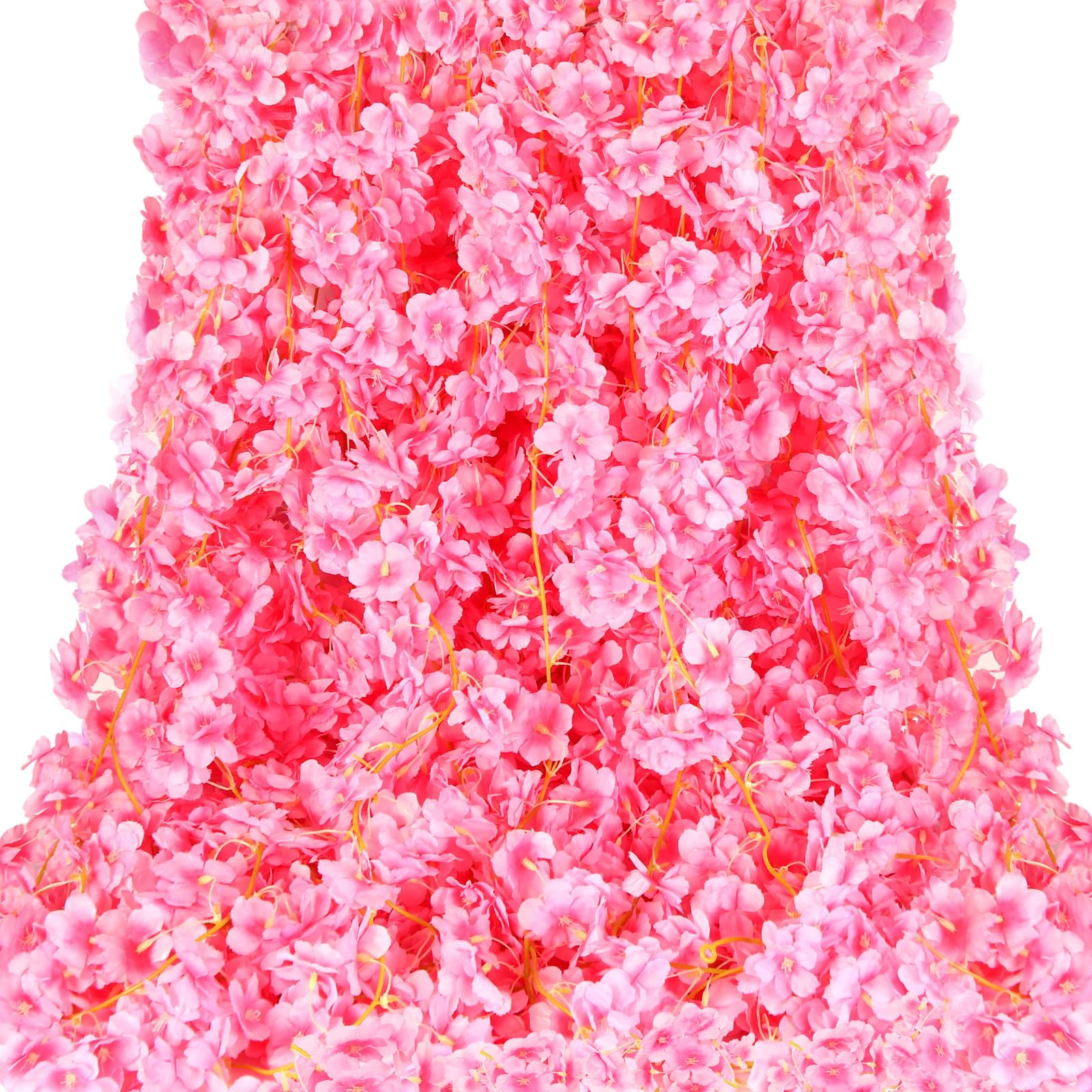 Photo 1 of Nuenen 16 Pack 94.4ft Artificial Cherry Blossom Vines Cherry Blossom Flower Garland Hanging Silk Cute Room Decor for Japanese Kawaii Bedroom Party Wedding Spring Home Decorations (Peach Pink)