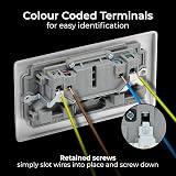 BG Electrical Double Switched Power Plug Wall Socket Nexus Metal Brushed Steel view 4