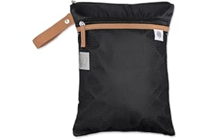 PARKER BABY CO. Parker Baby Cloth Diaper Wet Dry Bag - Waterproof Reusable Bag with Mesh Organizer and Zippered Pocket | Stylish, Machine-Washable, Convenient Handle for Diapers, Wet Clothes, Swimsuits - Black