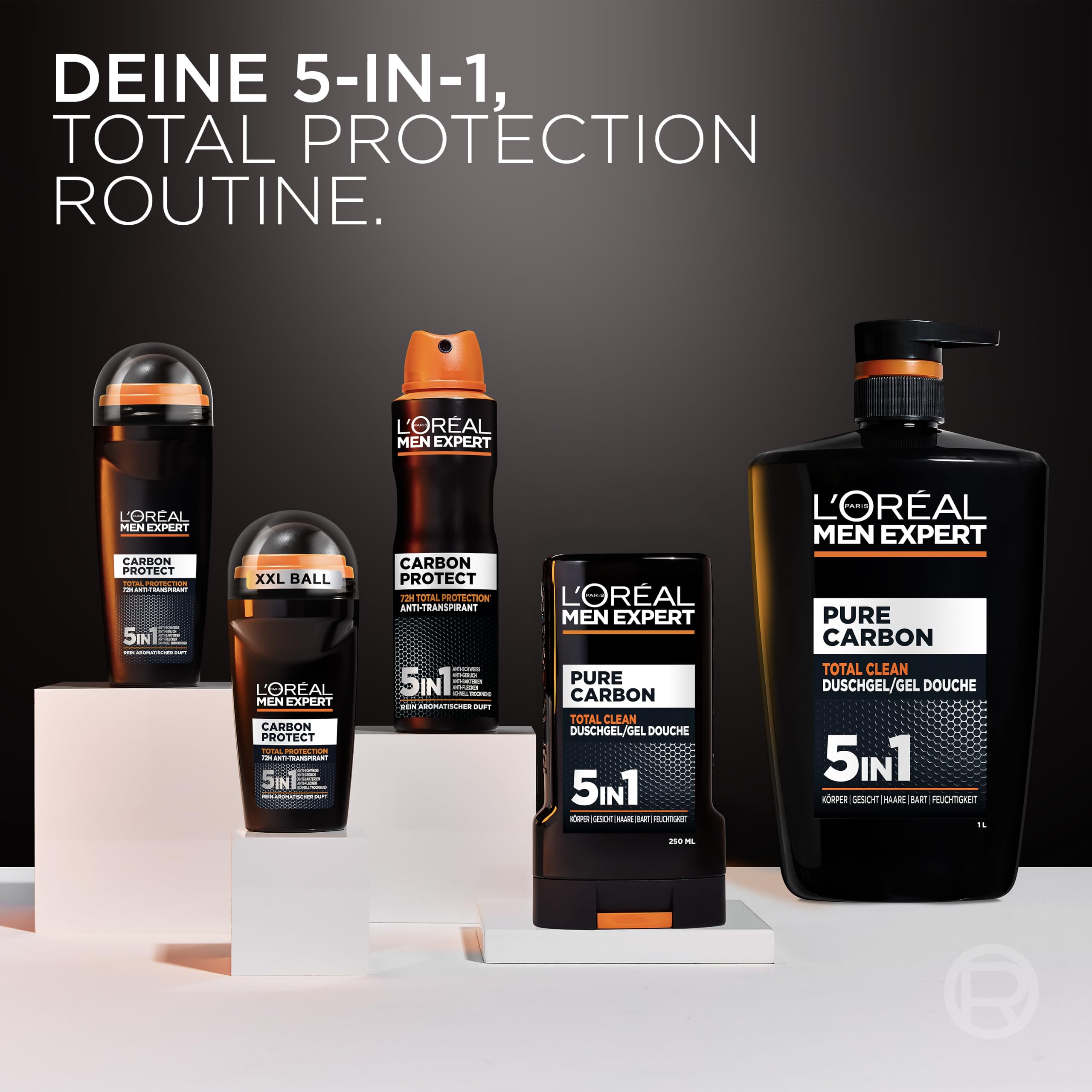 L'Oréal Men Expert XXXL 5in1 Duschgel und Shampoo für Männer, Duschbad zur Reinigung von Körper, Haar und Gesicht, Herren Körperpflege für langanhaltende Frische mit Karbon, Pure Carbon, 1 x 1000 ml 9