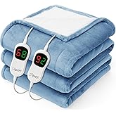 Homemate Heated Electric Blanket Queen Size - 84"x90" Heating Bed Blanket Throw with 10 Heating Levels 8 Hours Auto Off Fast Heating Over-Heat Protection Ultra Soft Flannel ETL Certified, Blue