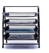 EXERZ Mesh Letter Trays 4-Tier Desk Organiser Free Standing File Rack view 2