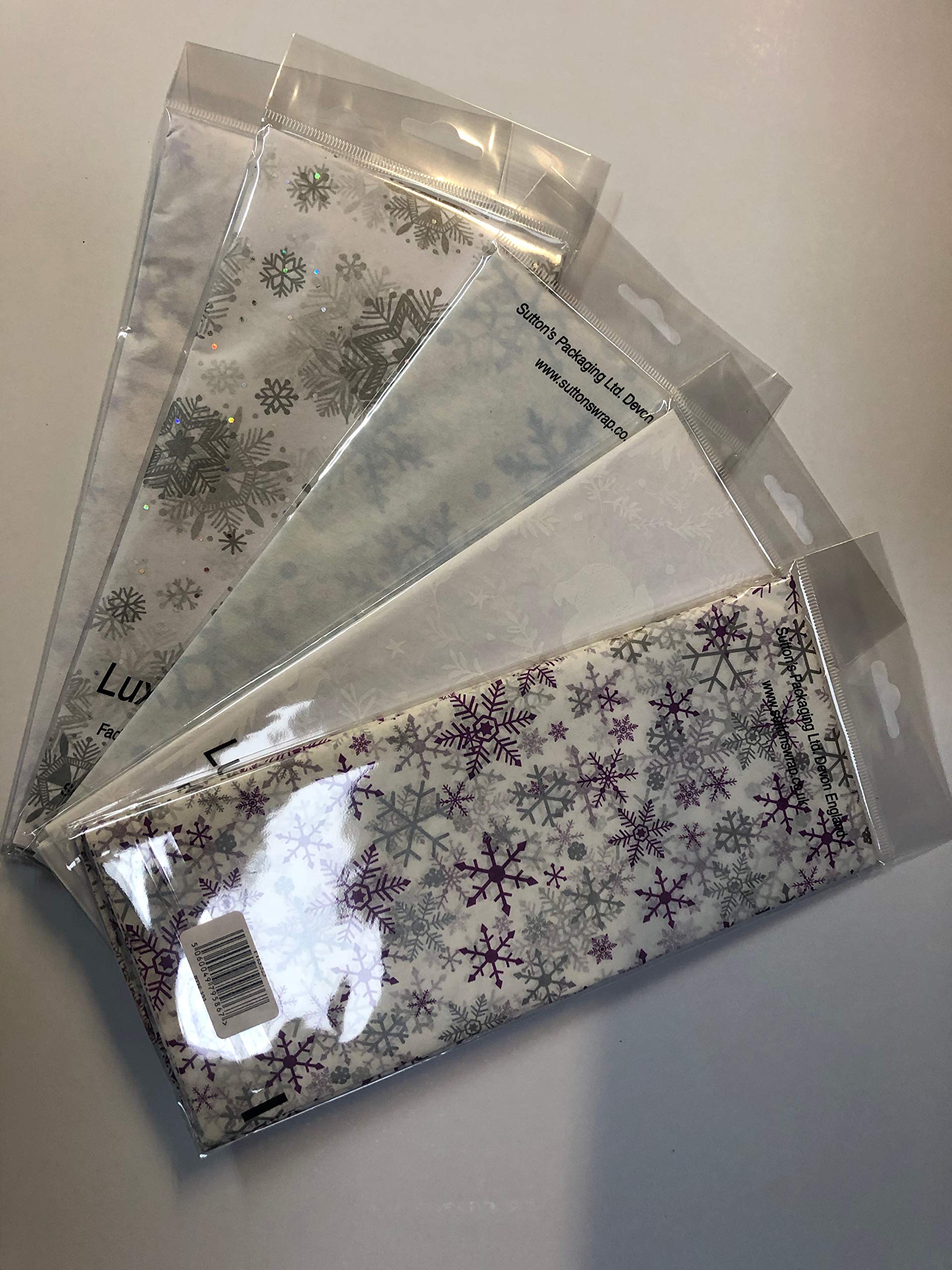 5 Packs of 5 Sheets of Christmas Tissue Wrapping Paper 25 Sheets Snowflakes Animals