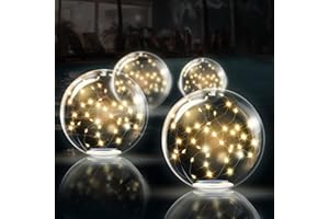 TIALLY Fairy Floating Pool Lights Solar Powered - 14" Inflatable Glow Balls for Pool, Solar Floating Lights for Pool, Floating Solar Pool Lights for Inground Pools, Pool Decorations Outdoor (4 Pack)