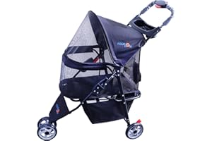 FOURPAW Full-Window pet Stroller 3 Wheels for Cats & Dogswith Storage Basket,Cup HolderTravel Puppy/Cats Stroller.