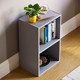 Vida Designs Oxford 2 Tier Cube Bookcase Grey Wood Storage Shelf view 7
