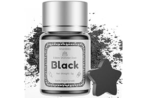 Shanlinly Black Edible Luster Dust - 5 Grams Food Grade Cake Dust Shimmer Powdered, Edible Metallic Powder Food Coloring for Cake Decorating, Chocolates, Fondant, Drinks, Painting & More, Vegan