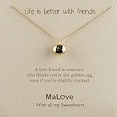 MaLove Lovely Simple Daily Tiny Small Dainty Delicate Golden Egg Inspirational Pendant Necklace, Handmade Gold Tone Plated Pendant Necklace Jewelry Gift for Women