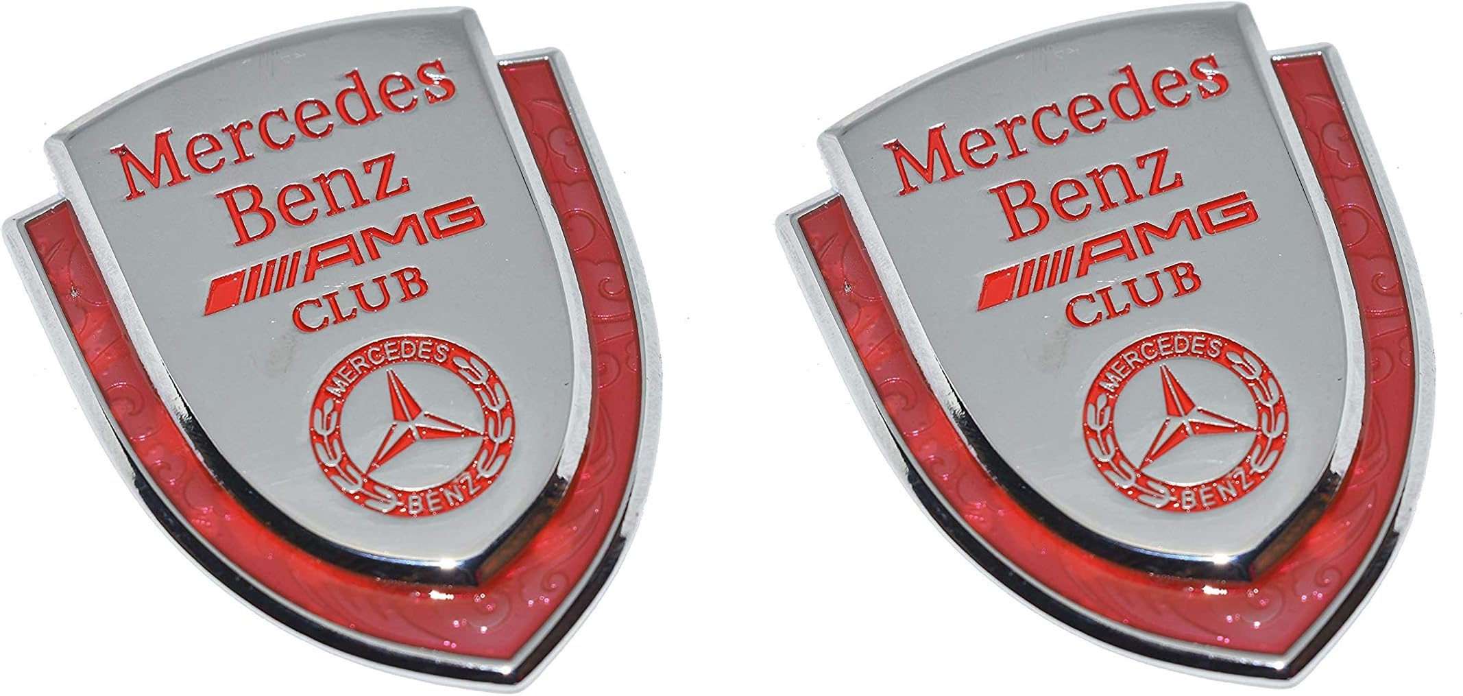 JMD GLOBAL SALES - Shield Refit Logo Auto Car Rear Side Fender Stickers Metal Decorative Logo - For Mercedes Benz (PACK OF 2)