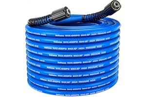 Heliwoo Flexible Pressure Washer Hose 25FT X 1/4", Kink Resistant Max 4000 PSI Power Washing Extension Replacement Hose With Universal M22 Fittings For Gas Electric Pressure Washer