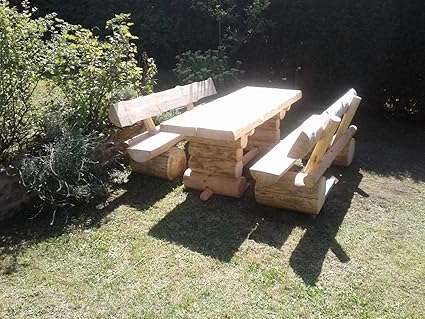 Amazon De Rustikale Sitzgarnitur Aus Nadelholz Deutsche Handwerksqualitat 2m Lange Sitzkapazitat Fur 8 Personen