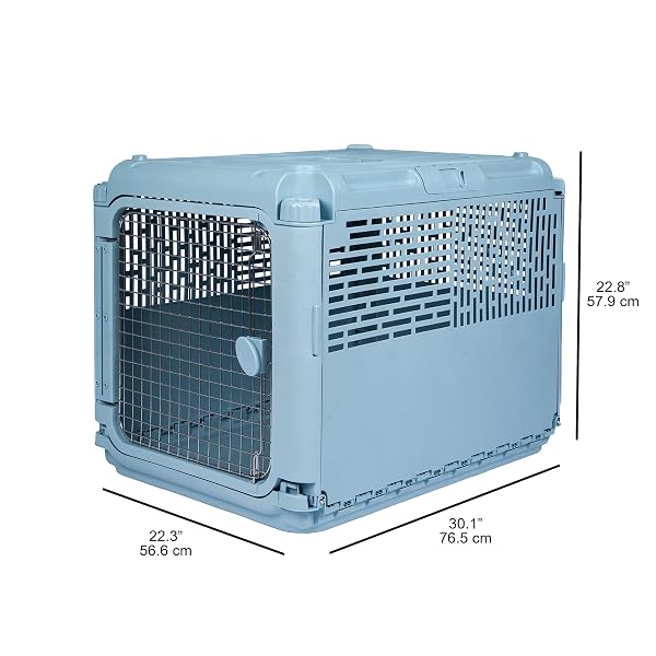 SPORT PET PLASTIC KENNELS ROLLING PLASTIC WIRE DOOR TRAVEL DOG CRATE, COLLABSIBLE KENNEL, 22.1″ L X 23.3″ W X 30.6″ H