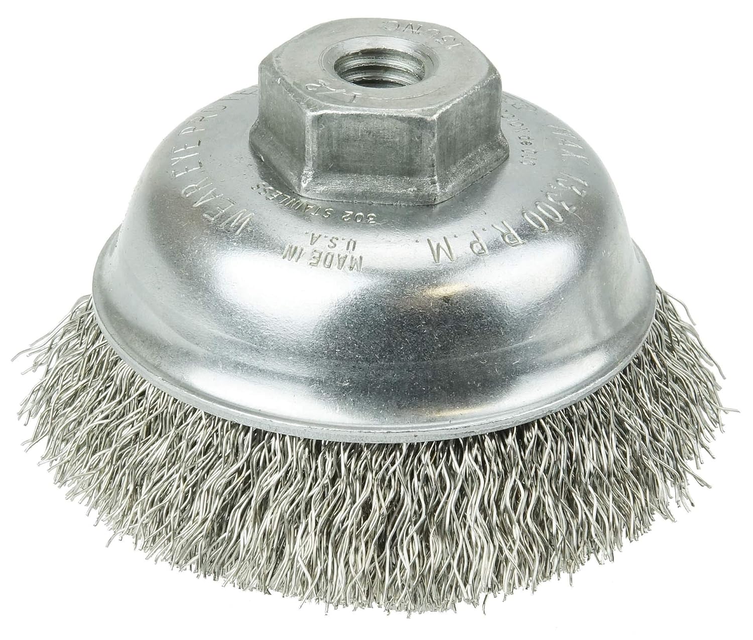Weiler 13187 31/2" Crimped Wire Cup Brush.014" Stainless Steel Fill, 1