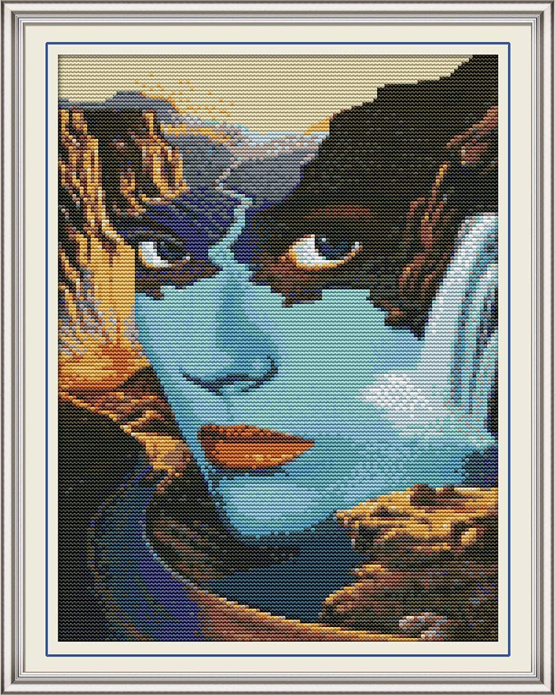 CaptainCrafts Cross Stitch Kits, Stamped Cross Stitch Preprinted 14CT Fabric Embroidery Kits Needlework Crafts (Stamped 14CT, Beauty and Lake)