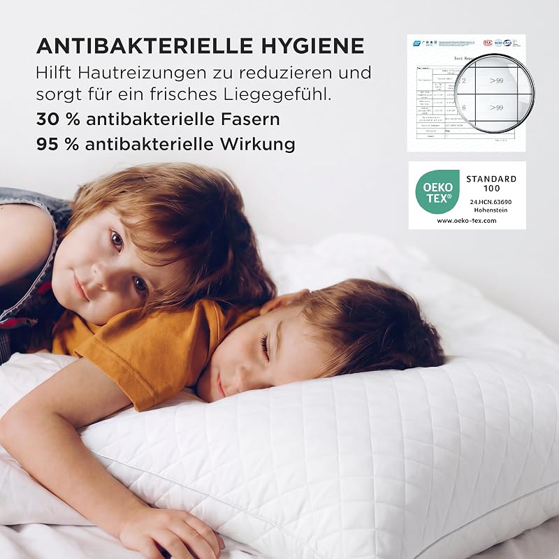 Kopfkissen 40x80 2er Set - Kissen 40x80 Ideal für Allergiker