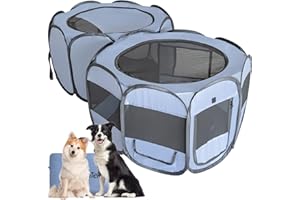 EighteenTek XLarge 2-in-1 Pop up Dog Playpen, Assembly-Free, with Leakproof Pet Pee Pads,Portable Foldable Cat Tent Enclosure Indoor Outdoors Puppy Kittens Small Animals Crates (L, 90" Lx45 Wx28 H)