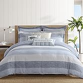 Levtex Home Sand Stripes Blue Full/Queen Comforter Set (90x94in) with 2 Pillowcases (26x20in) - Woven Jacquard Stripe - Navy, Blue, Grey, Cream - Cotton Full/Queen Size Comforter Set - Soft Pre-Washed