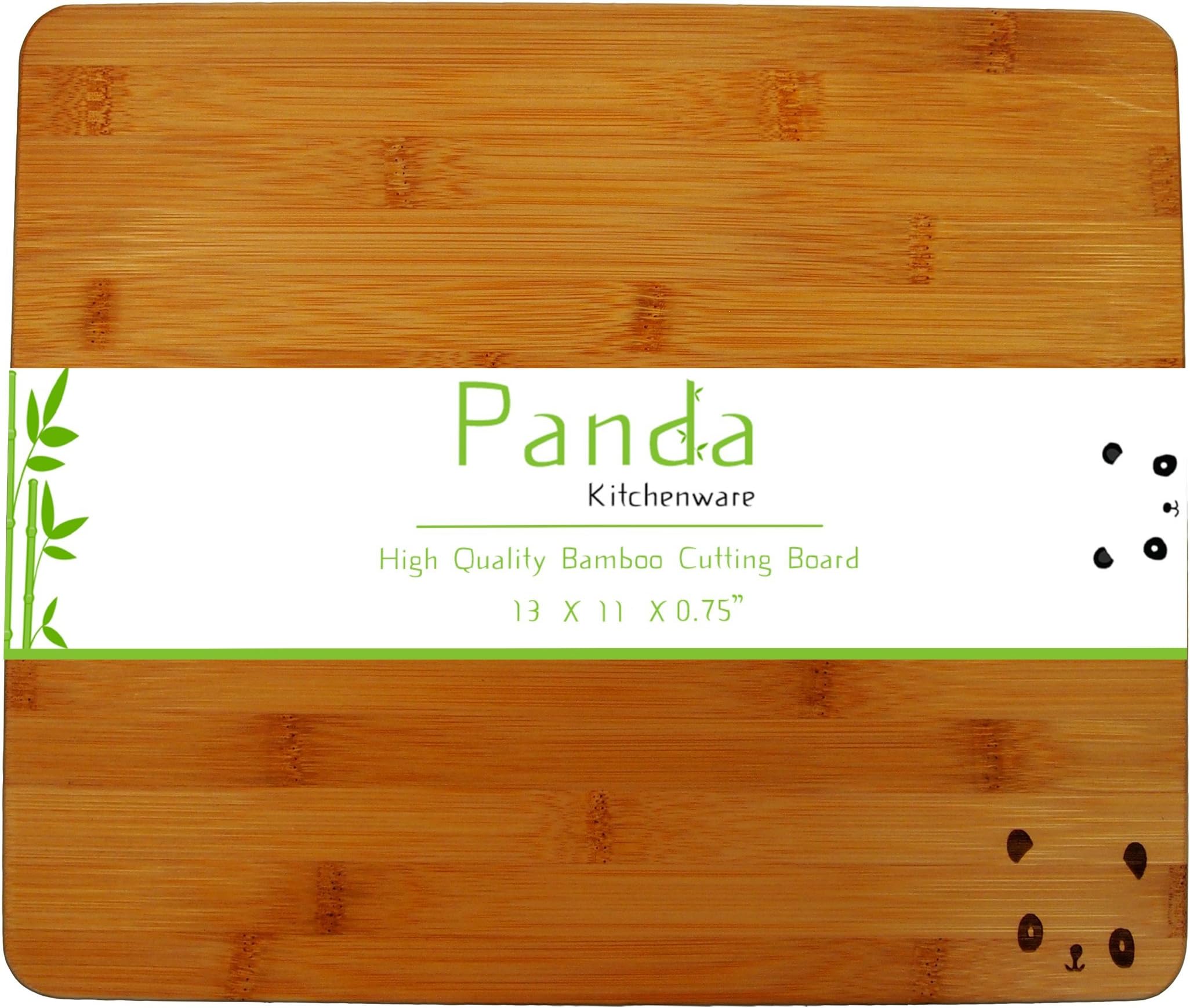 Bamboo Cutting Board & Chopping Board for Meat Cutting, Serving Tray, Cheese Board with Antimicrobial Properties 13"x 2"x0.75" by Panda Kitchen. Enhance Your Cooking Experience Now!