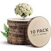 KARAVELLA Large Wood Slices for Centerpieces – Wood Centerpieces for Tables, Rustic Wedding Centerpiece, Natural Wood Slabs, Thin Slices 10-11 inches (10 Pack)