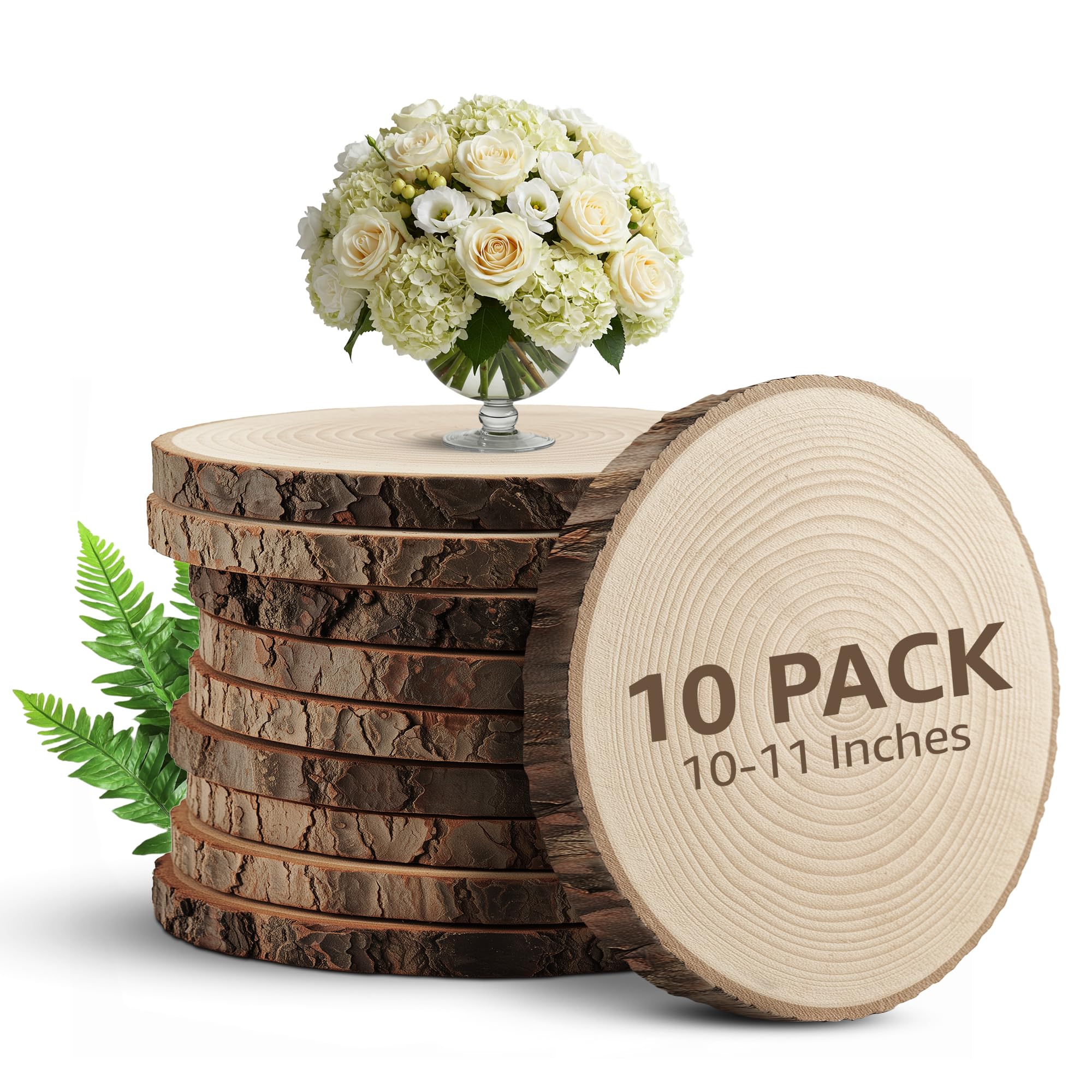 Photo 1 of KARAVELLA 11 inches Large Wood Slices for Centerpieces - Wood Centerpieces for Tables, Rustic Wedding Centerpiece, Natural Wood Slabs