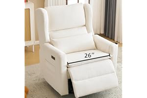 Rhevoy Oversized Swivel Rocker Recliner Chair, 26" Extra Wide Nursery Glider Recliner with Adjustable Headrest, Power Recliner Swivel Glider with Double Cushion, Cup Holder, White
