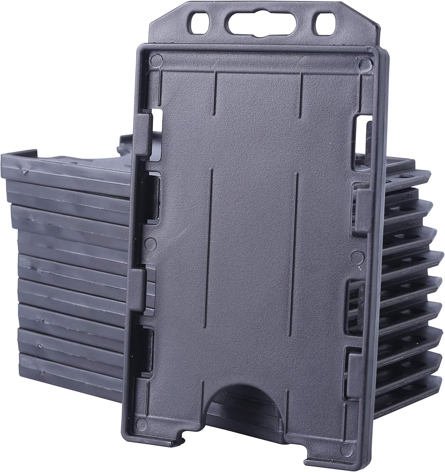 Rocclo 2-Sided Open Faced Rigid ID Card Holder Pack of 10 (Black)