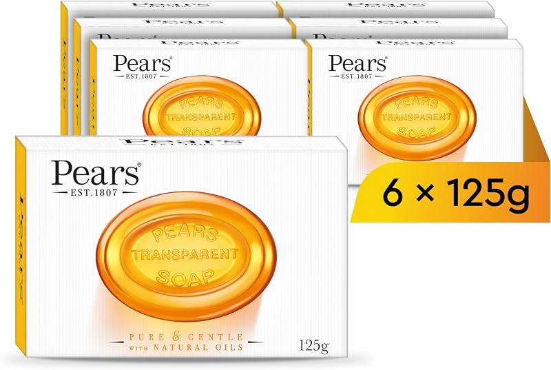 Pears Pure & Gentle Transparent Soap Bar 6 x 125g Natural Oils