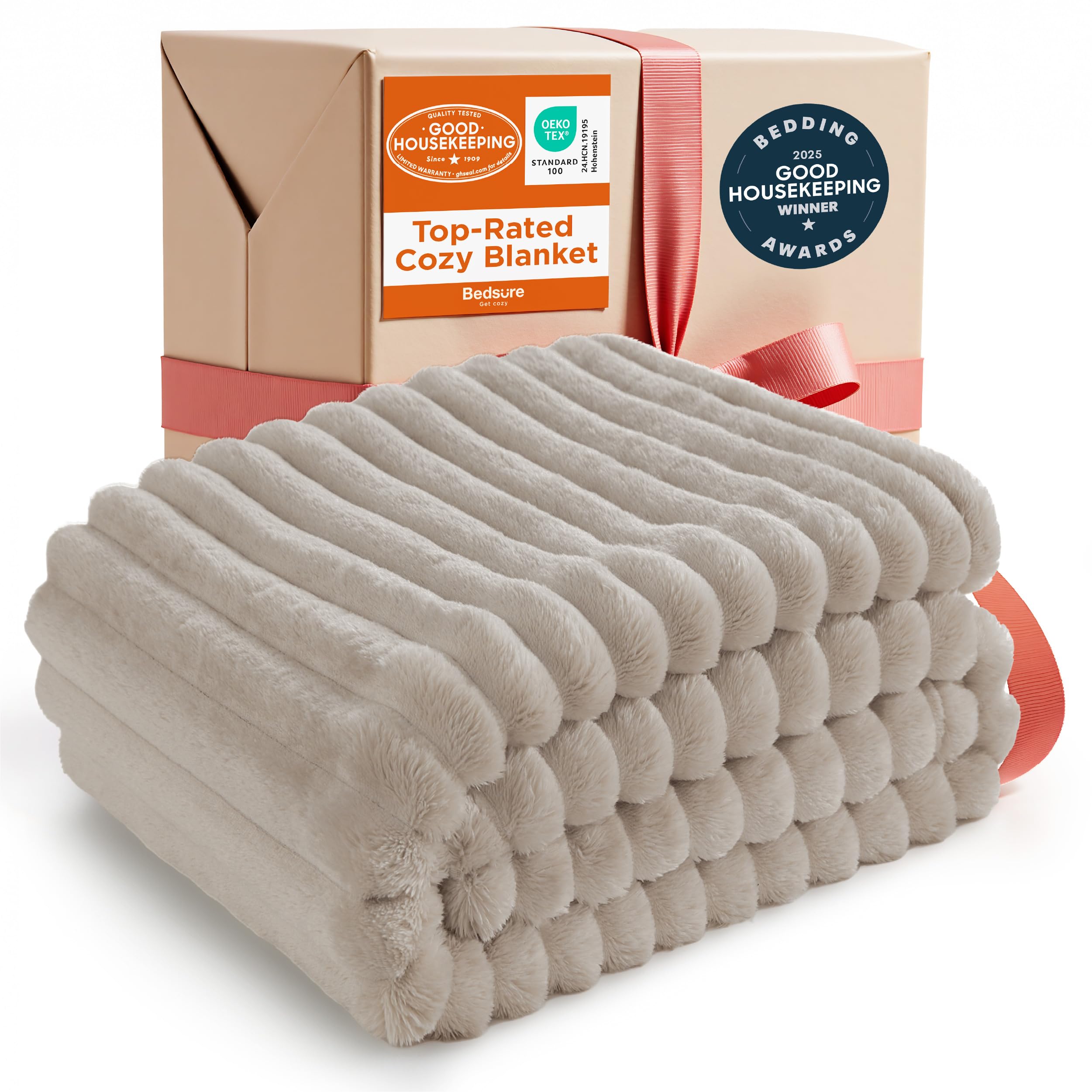 Photo 1 of Bedsure GentleSoft Throw Blanket for Couch - Cozy Soft Blankets for Women, Cute Small Fleece Throws for Girls, Linen, 300GSM, 50x60 Inches