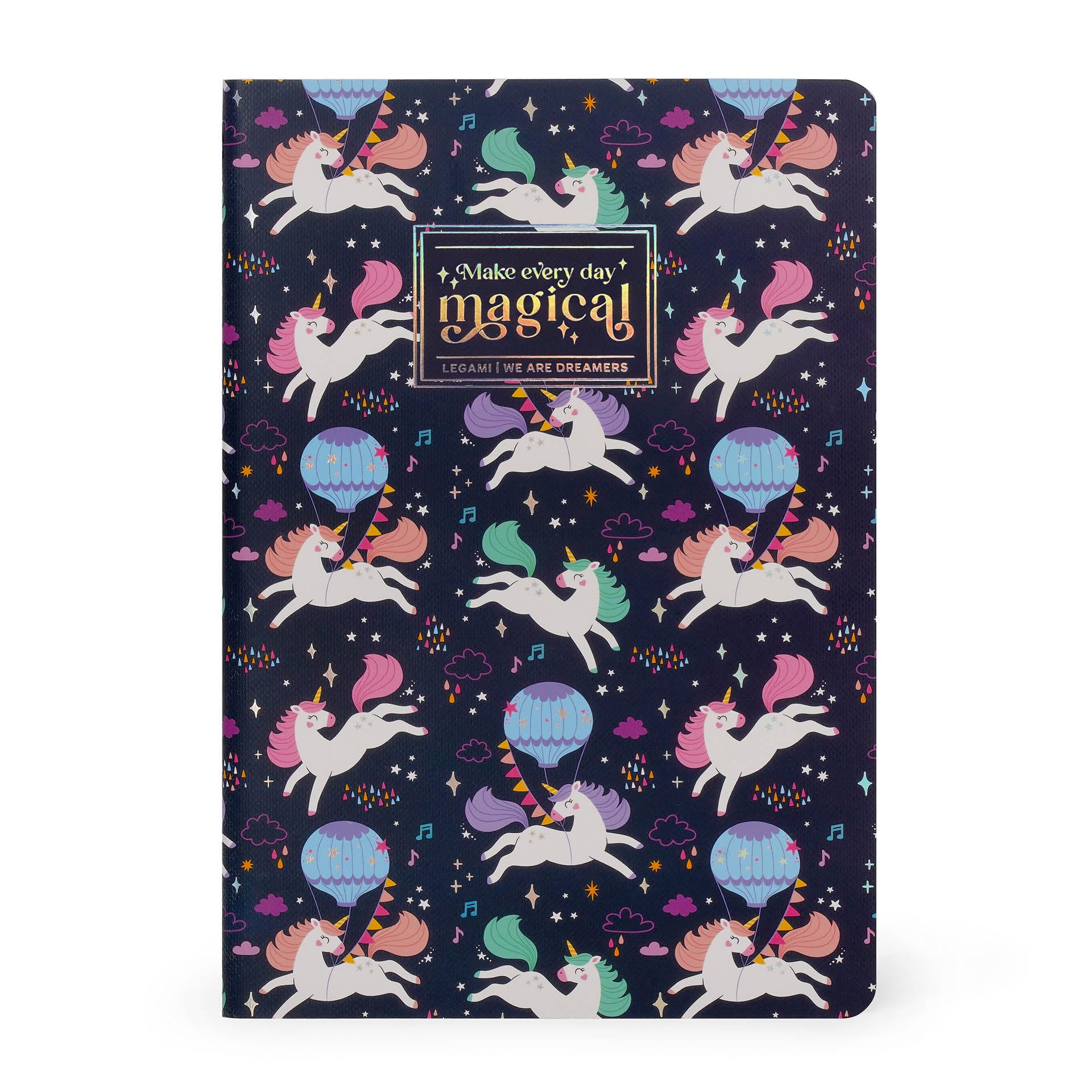 Legami - White Medium Notebook, A5, 14.2 x 21 cm, White Notebook, FSC Certified Paper, Unicorn Theme