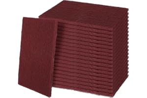 AOJSUP 7447 General Purpose Scrub Pad, 20 Pcs Abrasive Scrub Pad, Maroon Brite Pads for Paint Prep, Scuffing, Scouring, Sanding, Adhesion Scratch