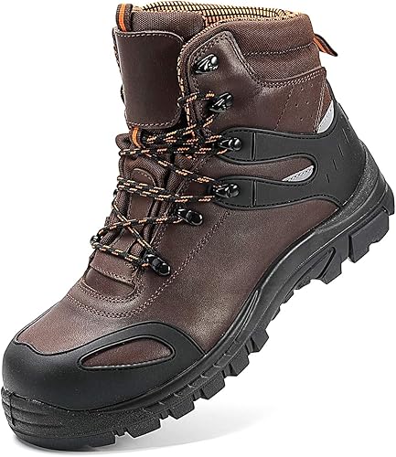 Amazon Inflation 作業靴 メンズ ロングブーツ 安全靴 ロングタイプ 鋼先芯 絶縁 耐油性 刺す叩く防止 作業靴 スニーカー ハイカット レディース 超通気 軽量 通気 耐摩耗 衝撃吸収 男女兼用 ブラック ブラウン Inflation 安全靴 作業靴