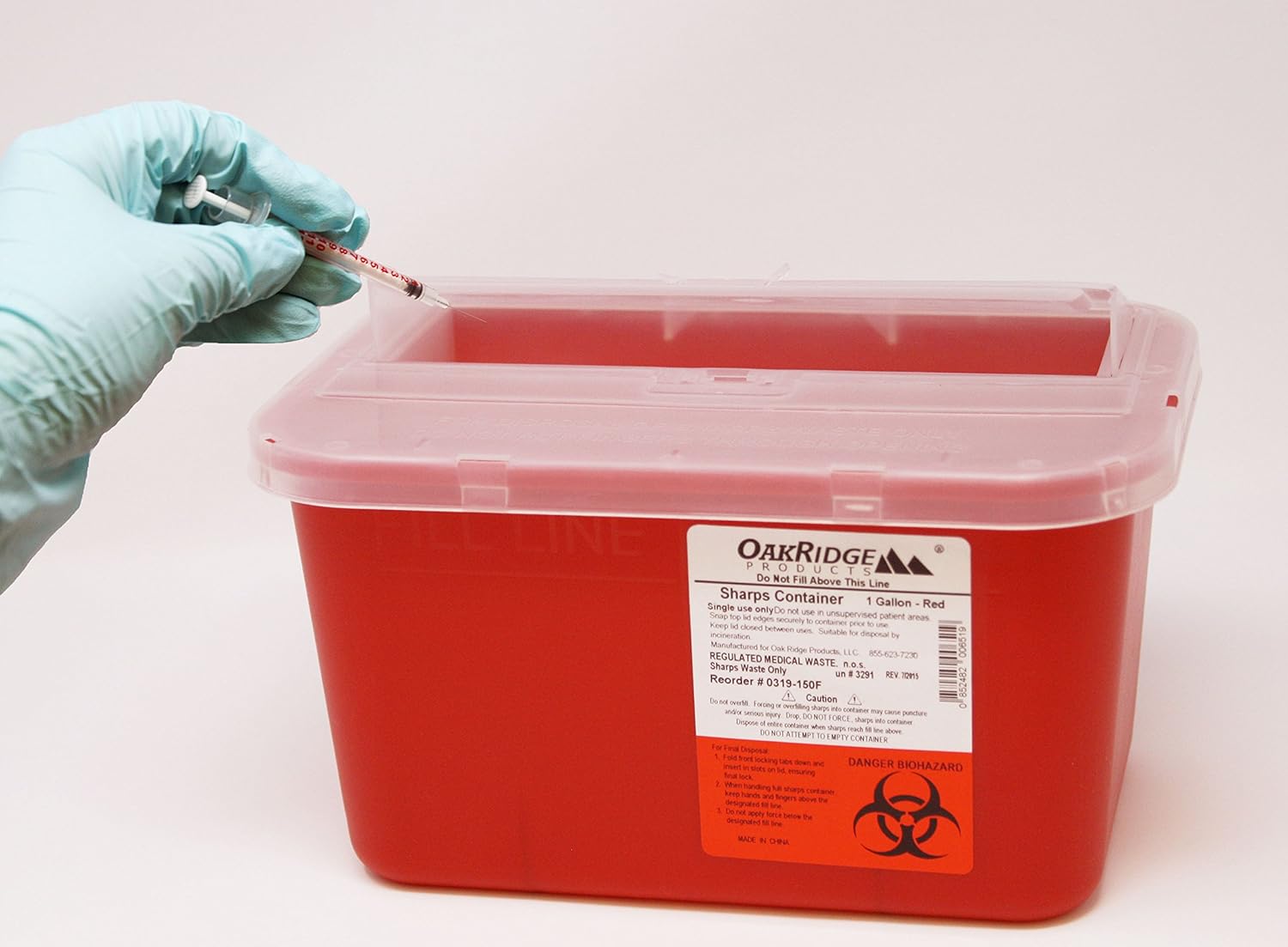 Oakridge One Gallon Sharps Containers with Pop up Lid (3 Pack): Industrial & Scientific