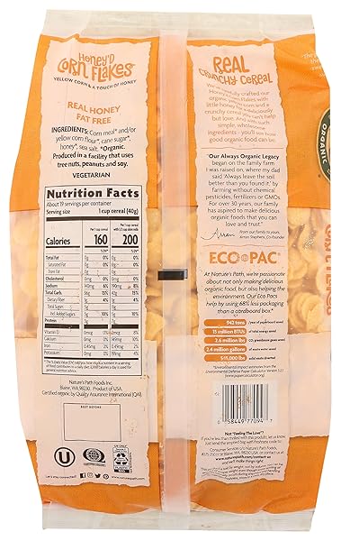 NATURES PATH CEREAL FLAKES HONEYED CORN, 26.4 OZ